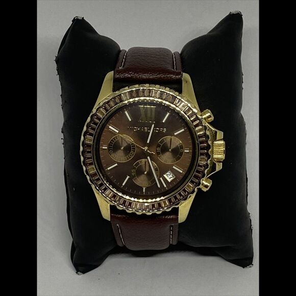 Michael Kors Everest MK5873 Women's Brown Leather Analog Dial Quartz Watch VK688 - Picture 1 of 12